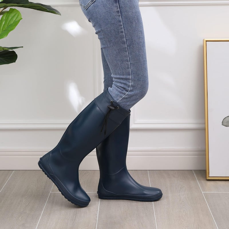 Asgard Women's Packable Tall Rain Boots Ultra Lightweight Garden Boots - NOT for Wide Calf, Navy 39 (size 8.5-9) - Image 2